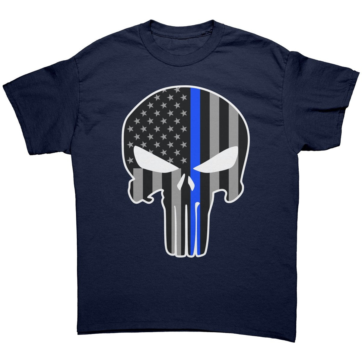 Thin Blue Line Punisher Skull - Drunk America
