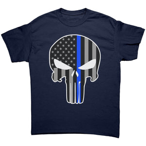 Thin Blue Line Punisher Skull - Drunk America