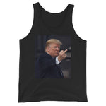 Donald Trump viral middle finger tank top by Drunk America featuring Trump flipping off a hater