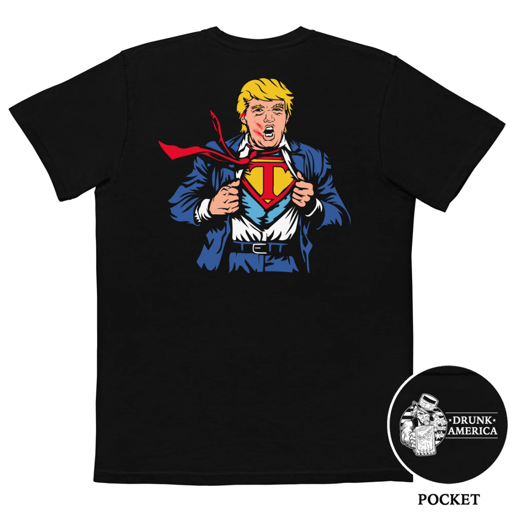 Trumperman Fight Fight Fight Comfort Colors Pocket Tee - Drunk America