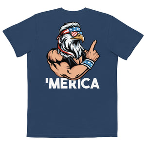 Merica Patriotic Bald Eagle With Mullet Comfort Colors Pocket Tee - | Drunk America 