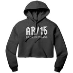 AR15 Back In Brass Women's Fleece Crop Top Hoodie -Apparel | Drunk America 
