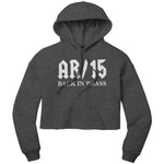AR15 Back In Brass Women's Fleece Crop Top Hoodie -Apparel | Drunk America 