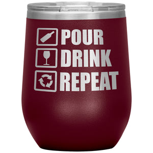 Pour Drink Repeat Wine Tumbler -Tumblers | Drunk America 