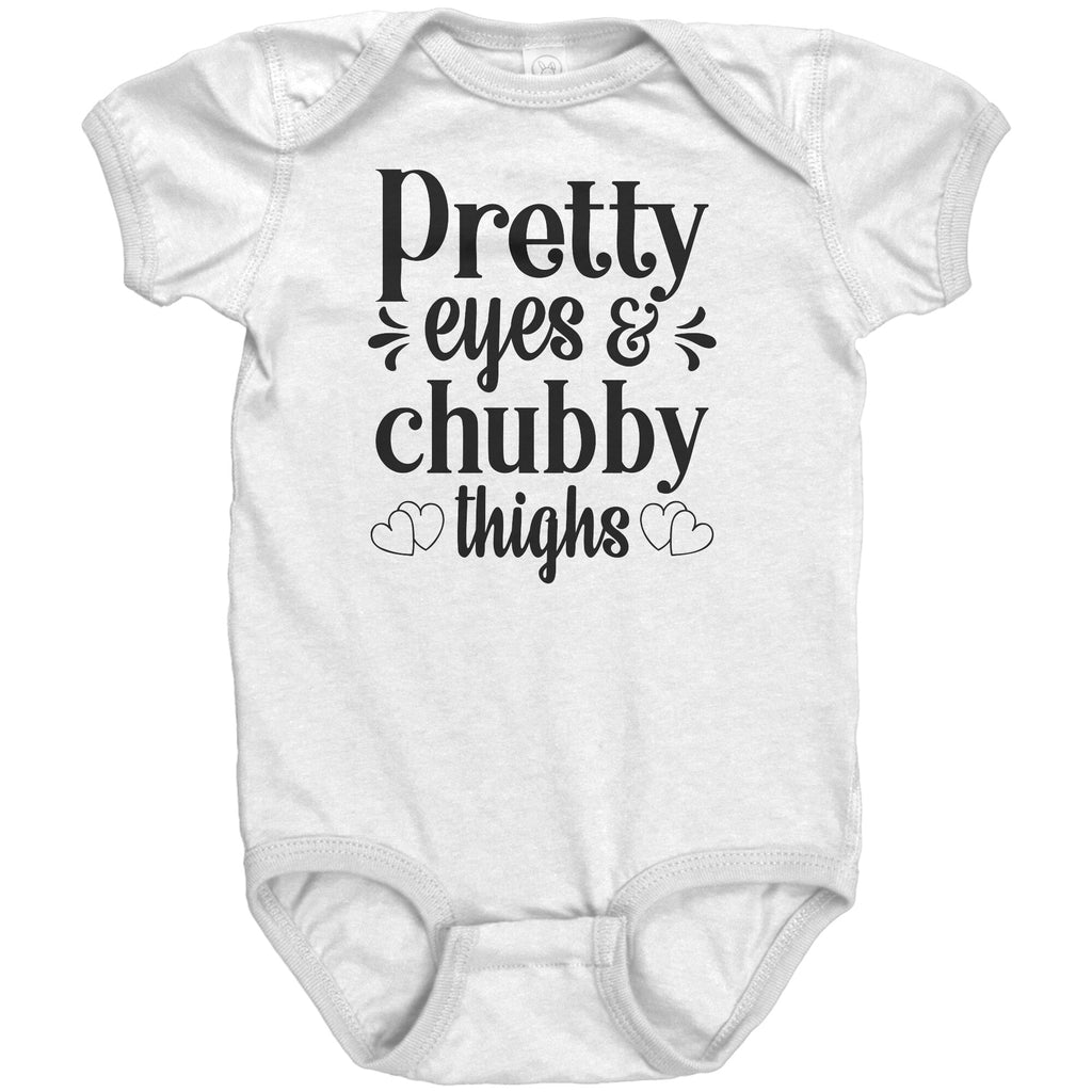 Pretty eyes Chubby Thighs Baby Onesie -Apparel | Drunk America 