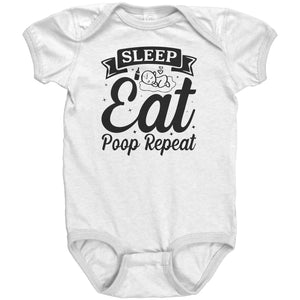 Sleep Eat Poop Repeat Baby Onesie -Apparel | Drunk America 