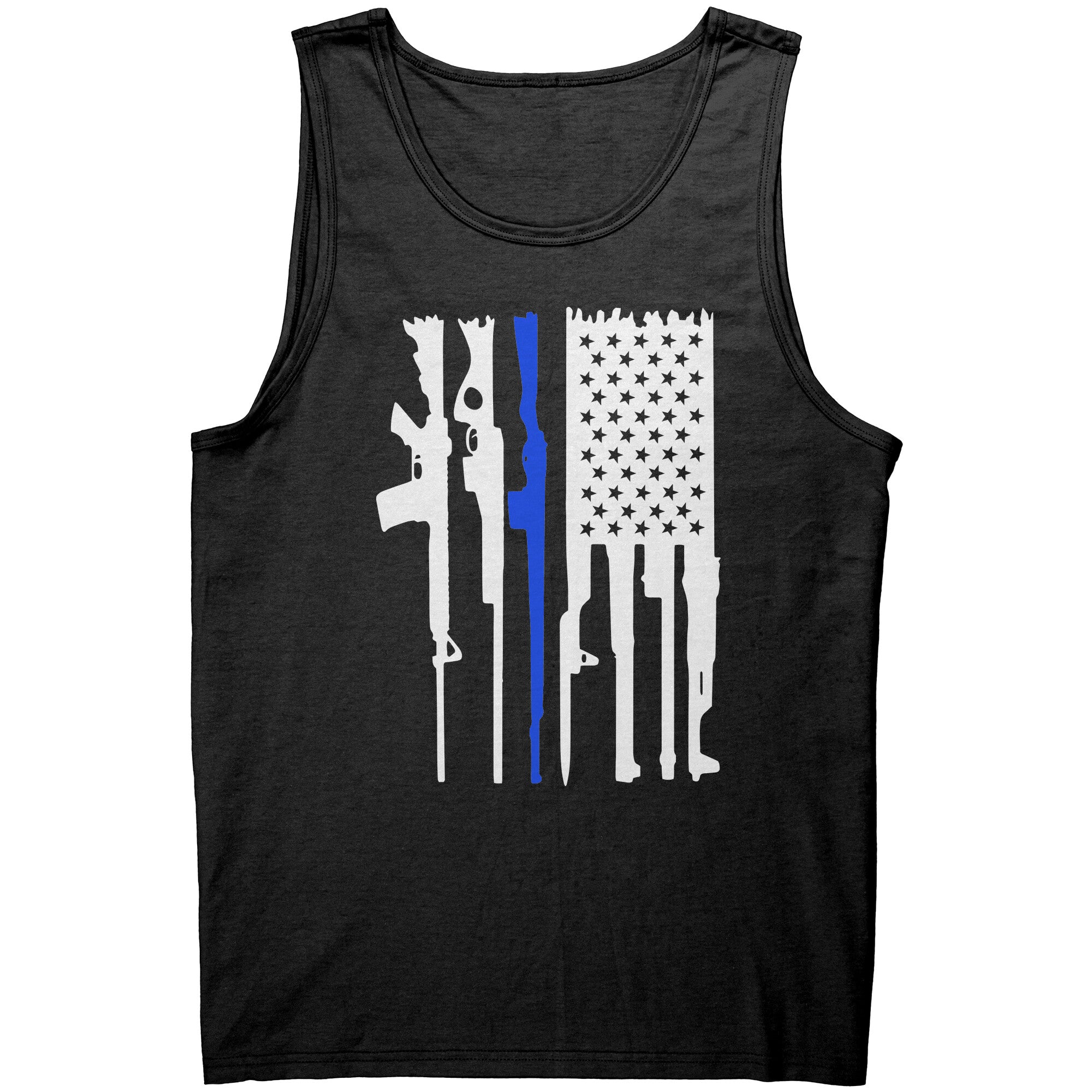 Thin Blue Line Gun Flag -Apparel | Drunk America 