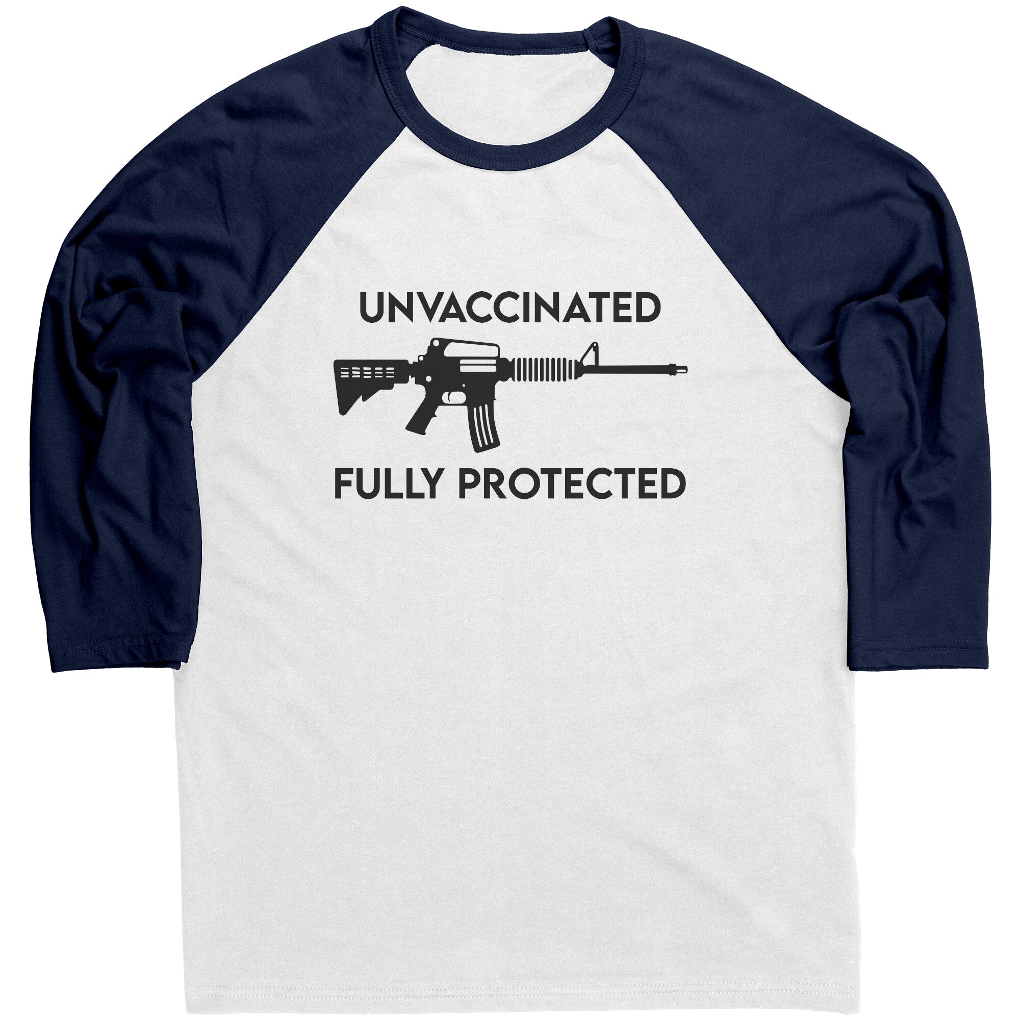 Unvaccinated Fully Protected 2nd Amendment Raglan -Apparel | Drunk America 