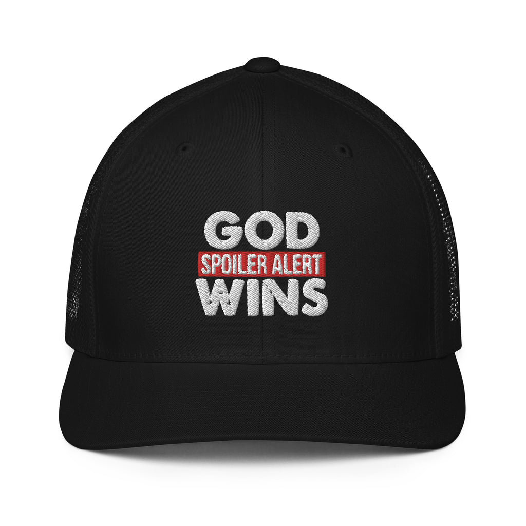 Spoiler Alert God Wins Flex Fit Trucker Cap - | Drunk America 