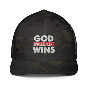 Spoiler Alert God Wins Flex Fit Trucker Cap - | Drunk America 