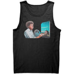 Drunk America Donald Trump political humor black tank top with Trump painting design